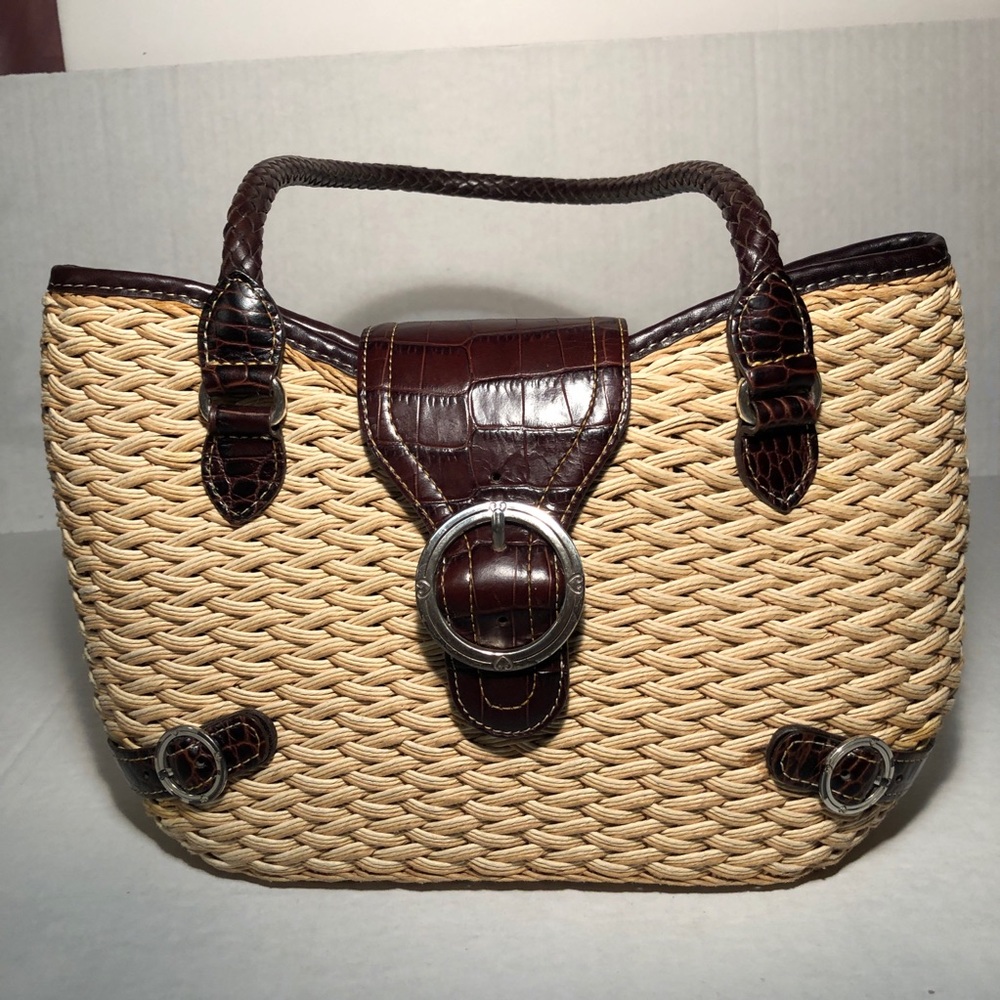 Brighton Straw And Italian Leather Tote Purse